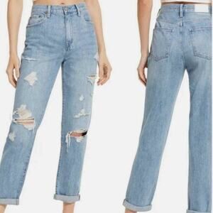 Pistola Presley Distressed High Rise 90's Tapered Relaxed Roller Jeans Size 28